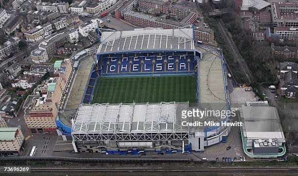 An aerial view of Stamford Bridge, home of Chelsea football club March 25, 2007 in London, England.