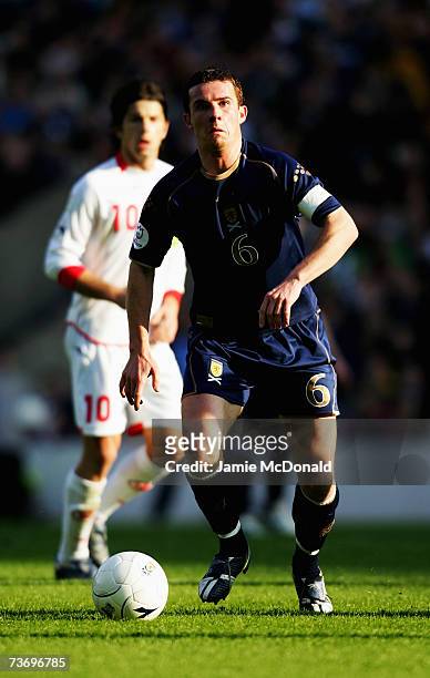 Barry Ferguson of Scotland in action during the Euro2008, Group B, qualifier between Scotland and Georgia on March 24, 2007 at Hampden Park, Glasgow,...