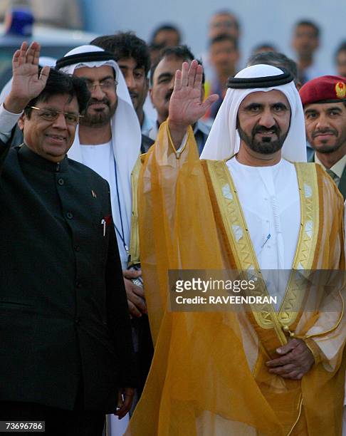 Vice-President and Prime Minister of the United Arab Emirates and Ruler of Dubai Sheikh Mohammed bin Rashid Al Maktoum joins Indian Minister of State...