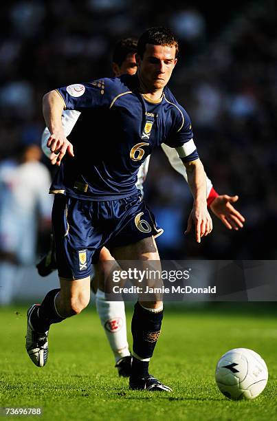 Barry Ferguson of Scotland in action during the Euro2008, Group B, qualifier between Scotland and Georgia on March 24, 2007 at Hampden Park, Glasgow,...