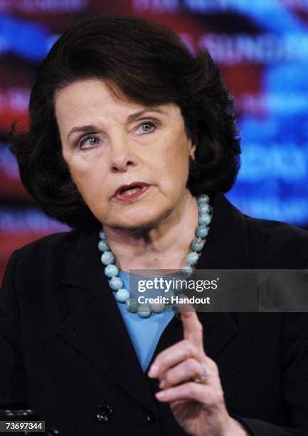 In this photo provided by Fox News Sunday, Senator Dianne Feinstein appear on "FOX News Sunday with Chris Wallace" March 25, 2007 at the FOX News...