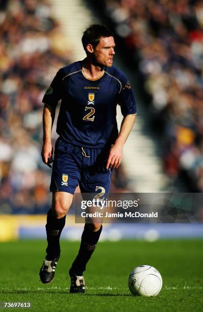 Graham Alexander of Scotland in action during the Euro2008, Group B qualifier between Scotland and Georgia on March 24, 2007 at Hampden Park,...