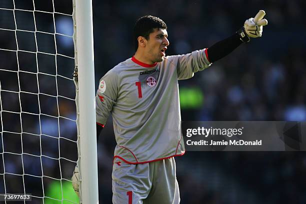 George Lomaia of Georgia in action during the Euro2008, Group B, qualifier between Scotland and Georgia on March 24, 2007 at Hampden Park, Glasgow,...