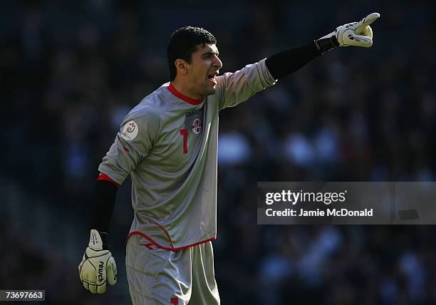 George Lomaia of Georgia in action during the Euro2008, Group B, qualifier between Scotland and Georgia on March 24, 2007 at Hampden Park, Glasgow,...