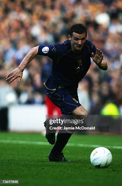 Lee McCulloch of Scotland in action during the Euro2008, Group B, qualifier between Scotland and Georgia on March 24, 2007 at Hampden Park, Glasgow,...