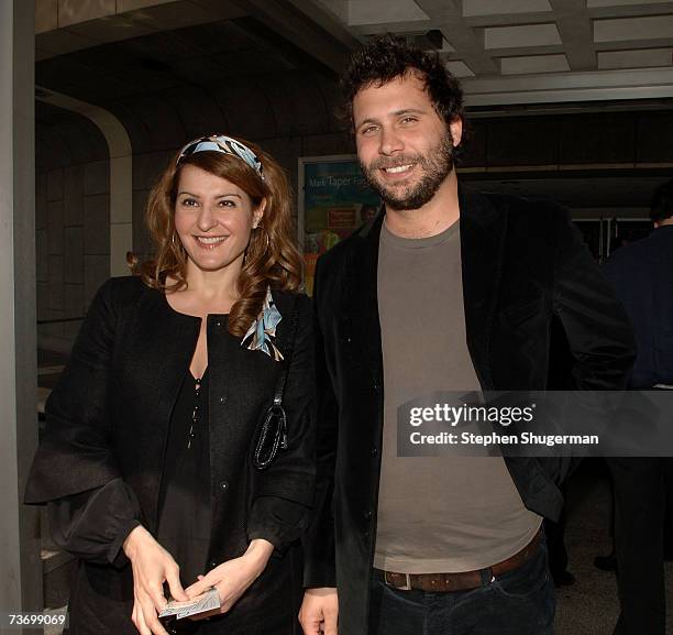 Actors Nia Vardalos and Jeremy Sisto attend the World Premiere of "Distracted" starring Rita Wilson at the Mark Taper Forum on March 25, 2007 in Los...