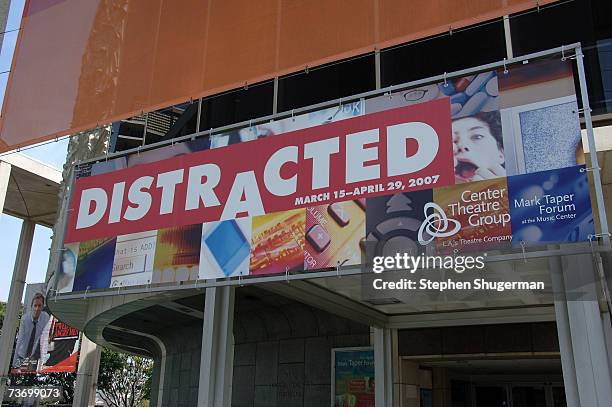 Signage at the World Premiere of "Distracted" starring Rita Wilson is seen at the Mark Taper Forum on March 25, 2007 in Los Angeles, California.