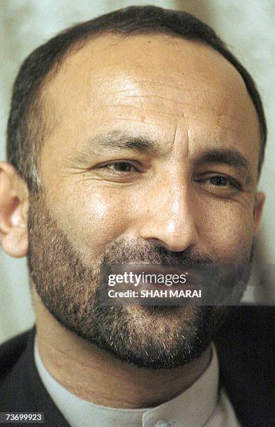 In this picture taken 08 March 2007, Afghan Education Minister Mohammad Hanif Atmar speaks during an interview with AFP in Kabul. Afghanistan's...