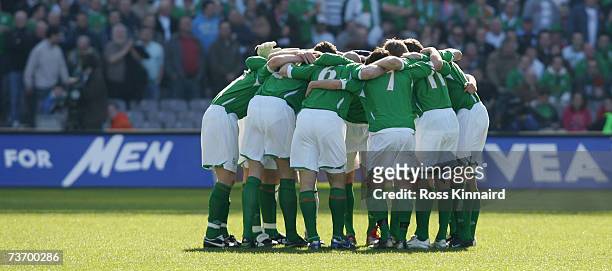 The Republic of Ireland team before the Euro2008 Group D Qualifier between the Republic of Ireland and Wales at the Croke Park Stadium on March 24,...
