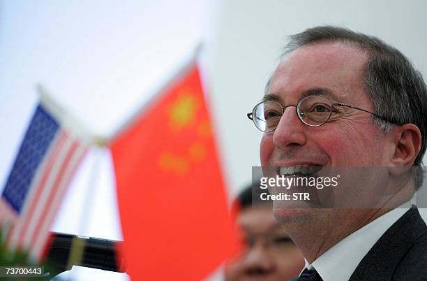 Intel President and CEO Paul Otellini answers questions during a press conference at the Great Hall of the People in Beijing 26 March 2007. US chip...