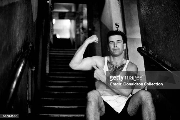 Actor Alec Baldwin poses at a Boxing Gym in 1989 in New York City.