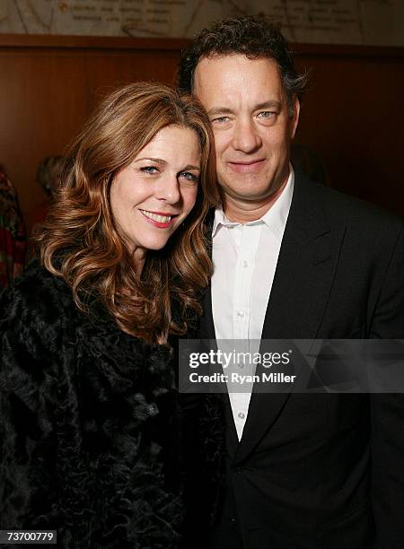 Actress and star of the film, Rita Wilson, and her husband, actor Tom Hanks attend the party for the World Premiere of Lisa Loomer's "Distracted"...
