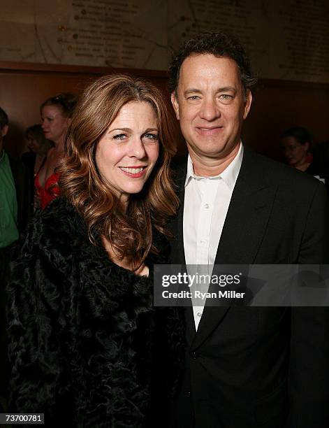 Actress and star of the film, Rita Wilson, and her husband, actor Tom Hanks attend the party for the World Premiere of Lisa Loomer's "Distracted"...
