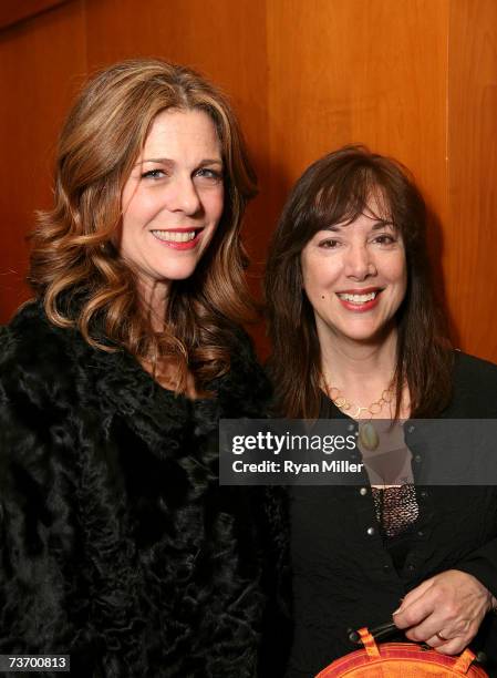 Actress and star of the film, Rita Wilson and playwright Lisa Loomer attend the party for the World Premiere of Lisa Loomer's "Distracted" presented...