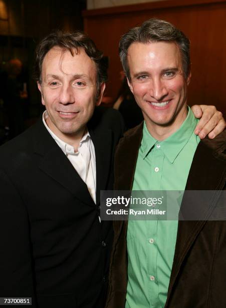 Director Leonard Foglia and cast member actor Bronson Pinchot attend the party for the World Premiere of Lisa Loomer's "Distracted" presented at...