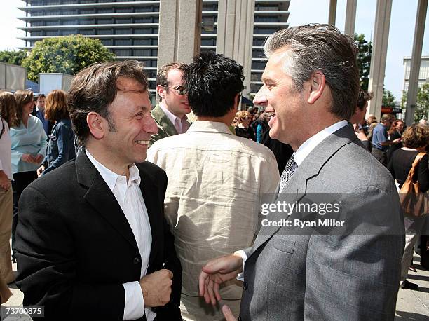 Director Leonard Foglia and CTG Artistic Director Michael Ritchie arrive at the World Premiere of Lisa Loomer's "Distracted" presented at CTG/Mark...