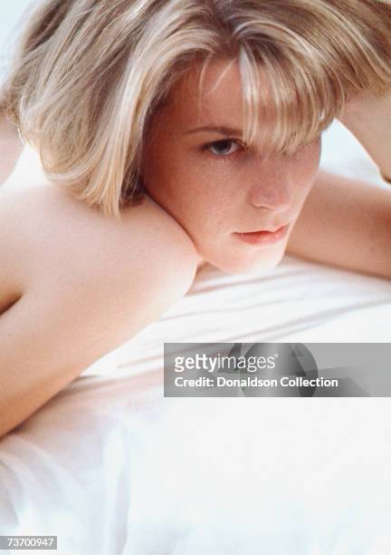 Actress Bridget Fonda poses for a photo shoot for Premiere in 1991 at her residence in Los Angeles, California.