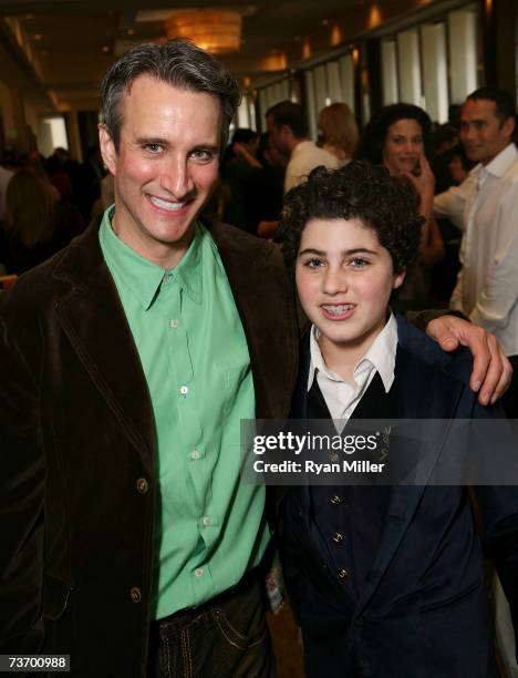 Actors and cast members Bronson Pinchot and Hudson Thames attend the party for the World Premiere of Lisa Loomer's "Distracted" presented at CTG/Mark...