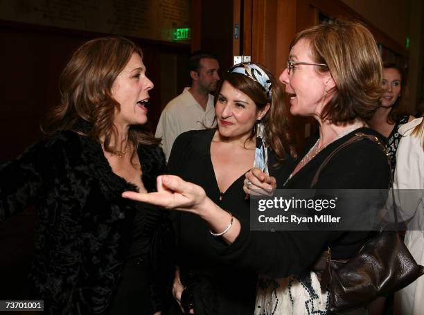 Actresses and cast members Rita Wilson, Nia Vardalos, and Allison Janney attend the party for the World Premiere of Lisa Loomer's "Distracted"...