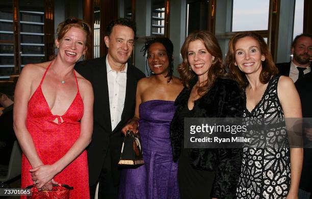 Cast Member actress Johanna Day, actor Tom Hanks, cast member actresses Stephanie Berry, Rita Wilson and Marita Geraghty attend the party for the...