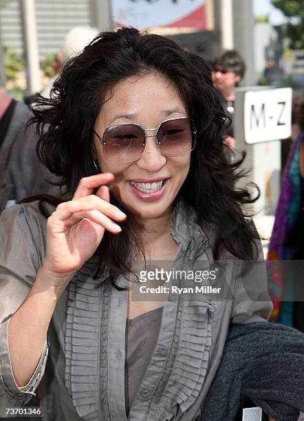 Actress Sandra Oh arrives at the World Premier performance of Lisa Loomer's "Distracted" presented at CTG/Mark Taper Forum on March 25, 2007 in Los...