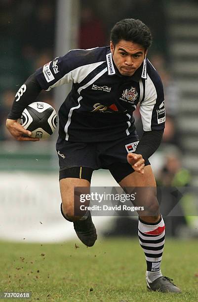 David Lemi of Bristol runs with the ball during the Guinness Premiership match between Bristol and Northampton Saints at the Memorial Ground on March...