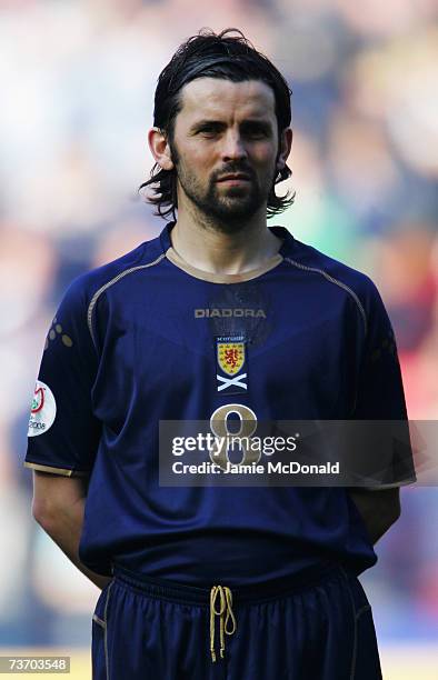 Portrait of Paul Hartley of Scotland during the Euro2008, Group B, qualifier between Scotland and Georgia on March 24, 2007 at Hampden Park, Glasgow,...