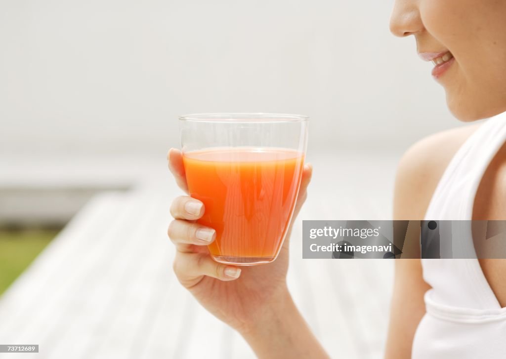 Woman and vegee juice