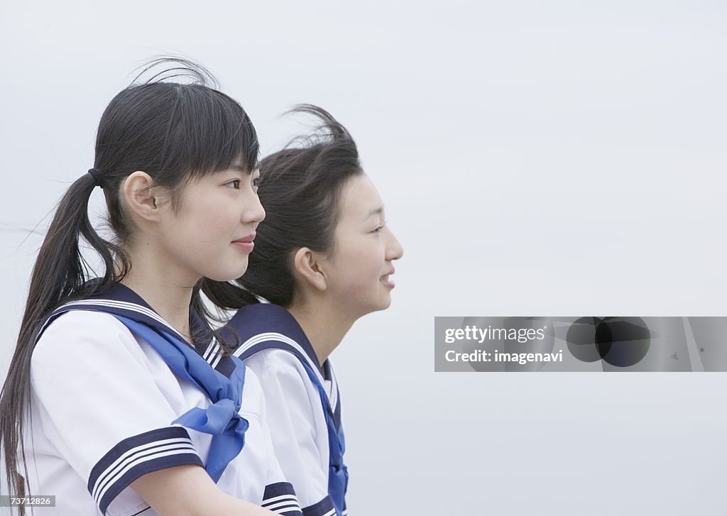 Teenagegirls looking far from dock