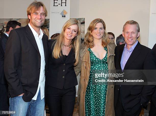 Soccer Headcoach Juergen Klopp poses with his wife Ulla Klopp and TV Presenter Johannes B. Kerner and his wife Britta Becker at the Herbert Award...