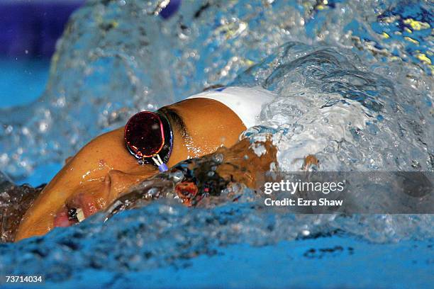 Andreina Pinto of Venezuela competes in the Women's 200m Freestyle heats during the XII FINA World Championships at the Rod Laver Arena on March 27,...