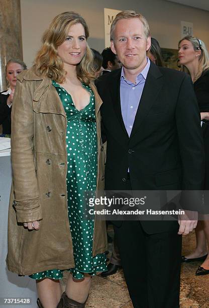 Presenter Johannes B. Kerner and his wife Britta Becker arrives for Herbert Award 2006 Gala at the Elysee Hotel on March 26, 2007 in Hamburg, Germany.