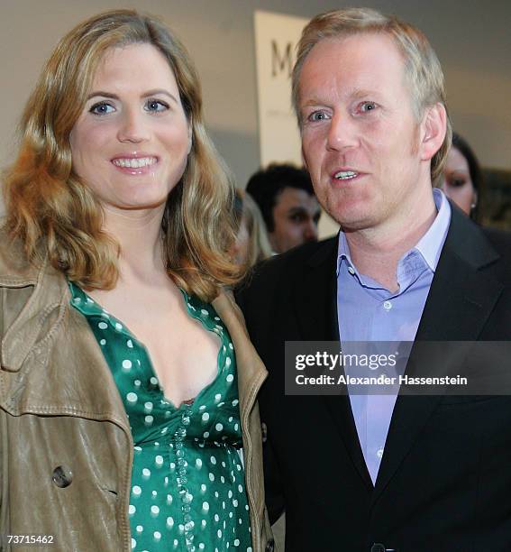 Presenter Johannes B. Kerner and his wife Britta Becker arrives for Herbert Award 2006 Gala at the Elysee Hotel on March 26, 2007 in Hamburg, Germany.