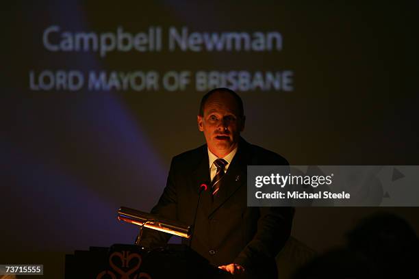 Campbell Newman, Lord Mayor of Brisbane presents the Brisbane Bid for the IAAF World Campionships in Athletics on March 27, 2007 in Mombasa, Kenya....