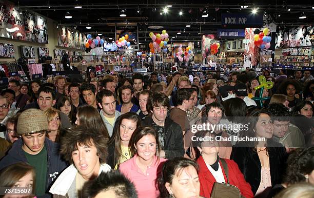 Crowd waiting for musician Mika to perform at Virgin Records store on March 26, 2007 in Los Angeles, California.