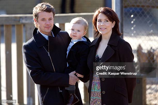 Prince Christian of Denmark arrives with his parents Prince Frederik and Princess Mary for his first day at the nursery school of Queen Louise's...