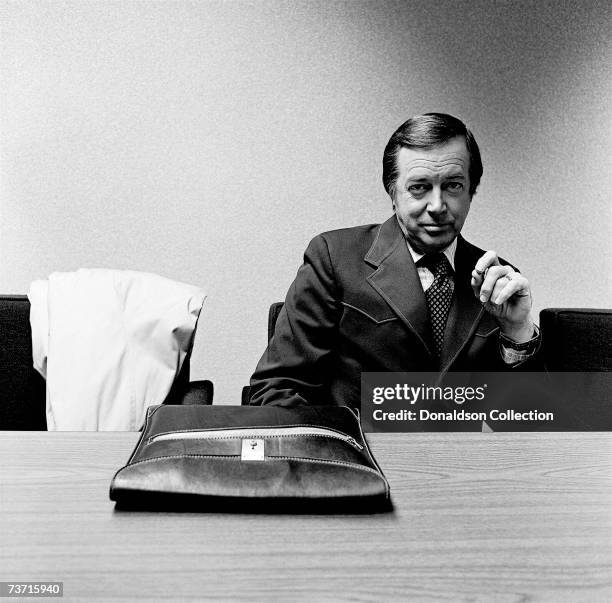 Hugh Downs poses in the ABC Studios in 1975 in New York.