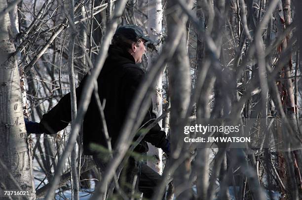 Anchorage, UNITED STATES: TO GO WITH AFP STORY by MIRA OBERMAN - FILES - Wildlife Biologist for the Alaska Department of Fish and Game Rick Sinnott...