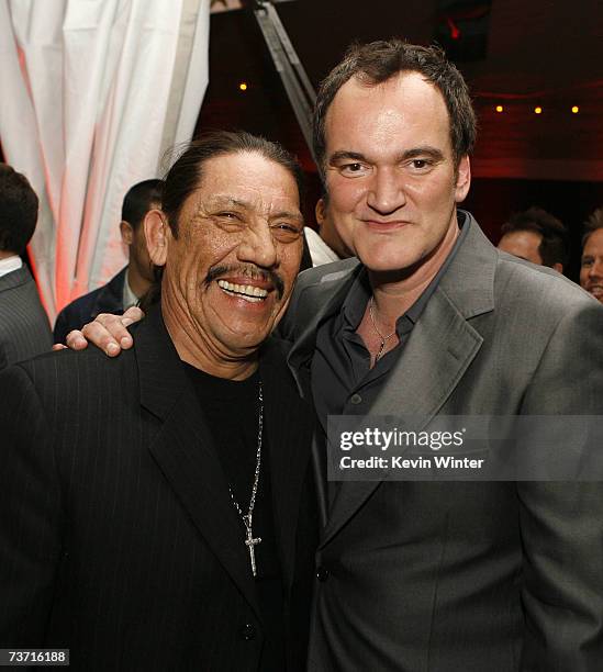 Actor Danny Trejo and director Quentin Tarantino pose at the afterparty for the premiere at Dimension Films "Grindhouse" featuring Robert Rodriguez's...