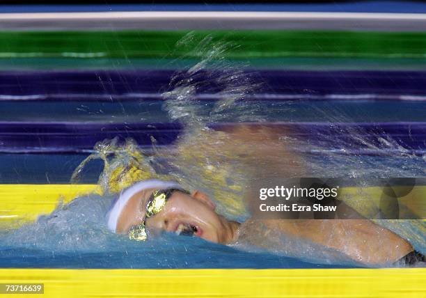 Ai Shibata of Japan competes in the Women's 1500m Freestyle final during the XII FINA World Championships at the Rod Laver Arena on March 27, 2007 in...