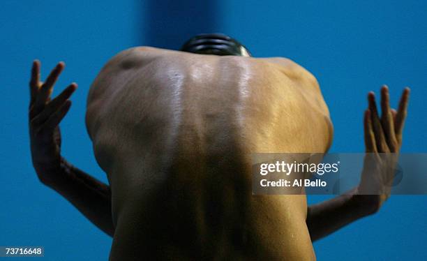 Michael Phelps of the United States of America prepares to race in the Men's 200m Butterfly semi final during the XII FINA World Championships at the...