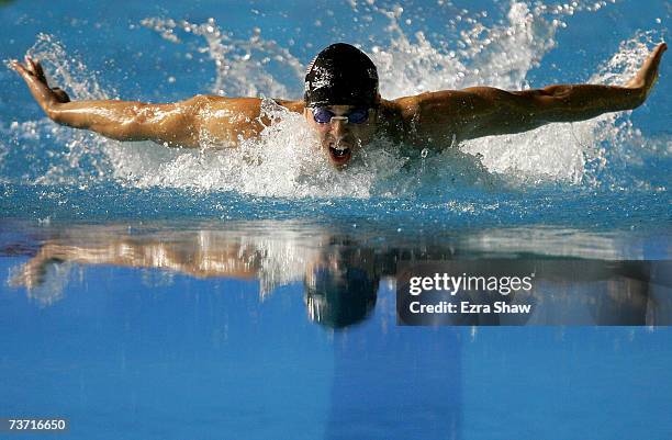 Davis Tarwater of the United States of America prepares to race in the Men's 200m Butterfly semi final during the XII FINA World Championships at the...