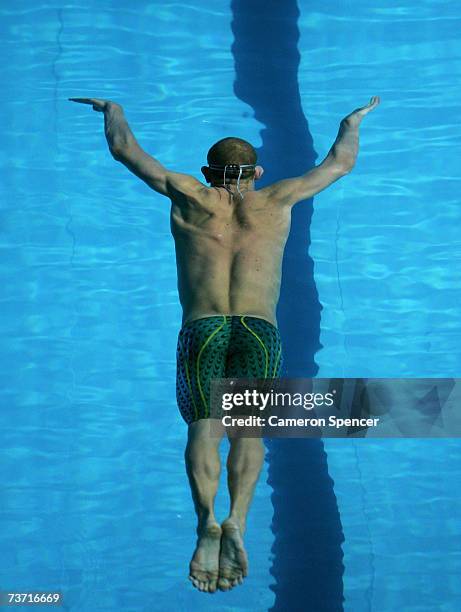 Travis Nederpelt of Australia competes in the Men's 200m Butterfly semi final during the XII FINA World Championships at the Rod Laver Arena on March...