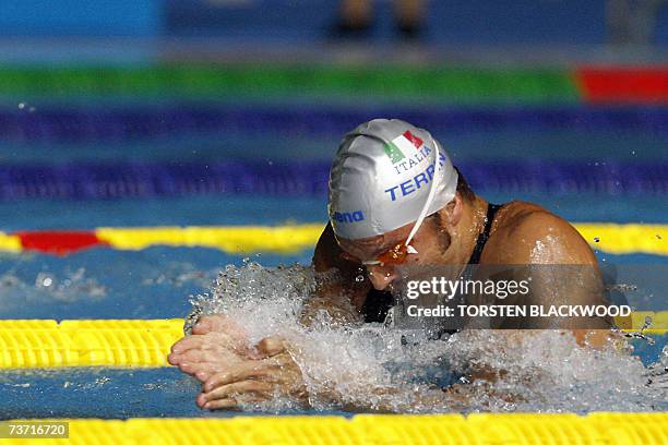 Alessandro Terrin of Italy swims in the men's 50m breaststroke semifinal, 27 March 2007 at the 12th FINA World Swimming Championships. Terrin...