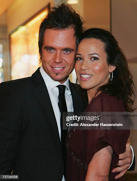 Presenter Nandini Mitra arrives with Stefan Eichel for the Herbert Award 2006 Gala at the Elysee Hotel on March 26, 2007 in Hamburg, Germany.