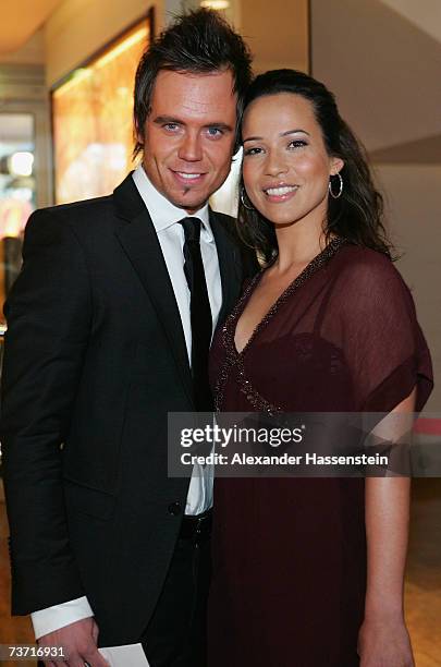 Presenter Nandini Mitra arrives with Stefan Eichel for the Herbert Award 2006 Gala at the Elysee Hotel on March 26, 2007 in Hamburg, Germany.