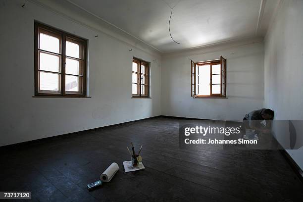 Painter works inside the room where Pope Benedict XVI was born on March 27, 2007 in Marktl, Germany. The Pope's birthplace is currently under...