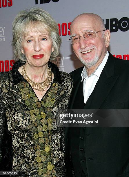 Actor Dominic Chianese and his wife, Jane Pittson attend the HBO premiere of The Sopranos at Radio City Music Hall on March 27, 2007 in New York City.