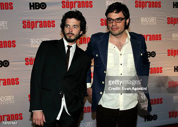 Brett McKenzie and Jermaine Clement of Flight of the Conchords attend the HBO premiere of The Sopranos at Radio City Music Hall on March 27, 2007 in...