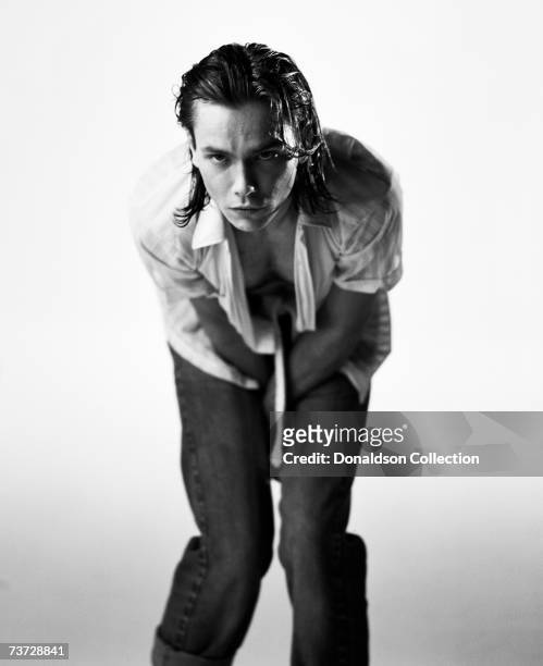 Actor River Phoenix poses for a photo shoot in 1993 in a studio, in Los Angeles, California. These were the last photos shot of River Phoenix who...